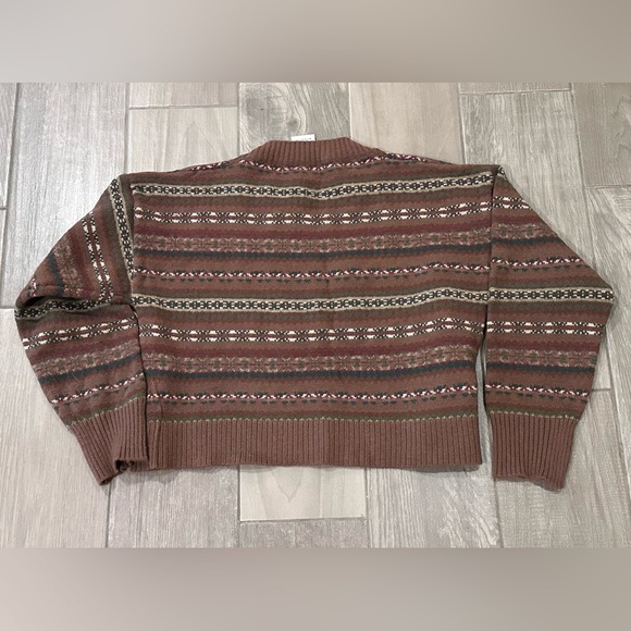 NWT Bailey Rose Women's Brown Striped Sweater Cropped Style Size M - Picture 9 of 12